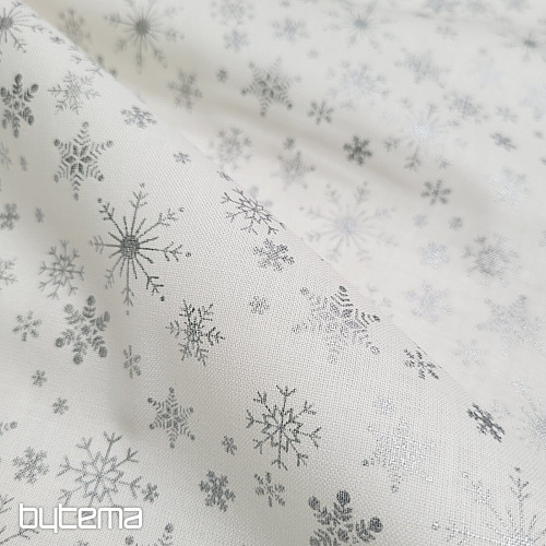 Cotton fabric LARGE FLAKES silver