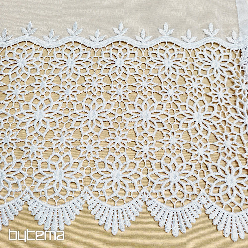 Finished embroidered luxury curtain GERSTER 11509 white flowers