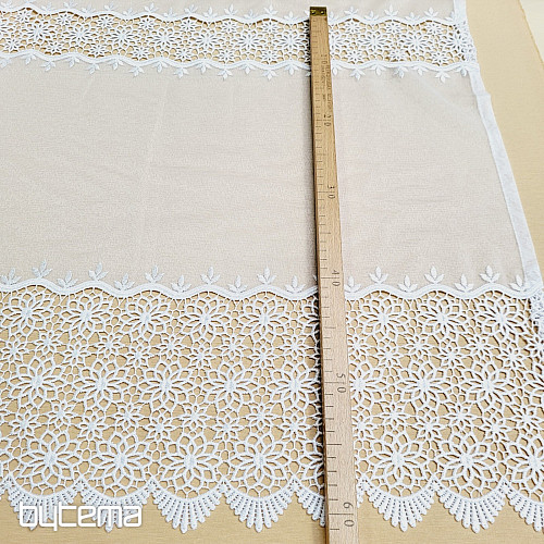 Finished embroidered luxury curtain GERSTER 11509 white flowers