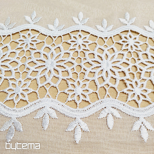 Finished embroidered luxury curtain GERSTER 11509 white flowers