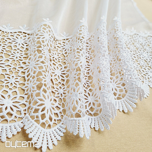 Finished embroidered luxury curtain GERSTER 11509 white flowers