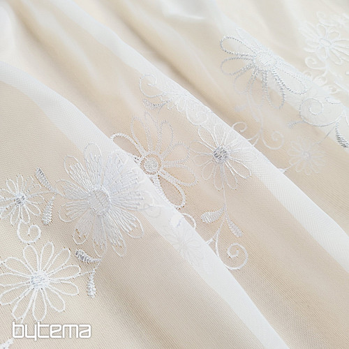Embroidered curtain V 325 FLOWER white