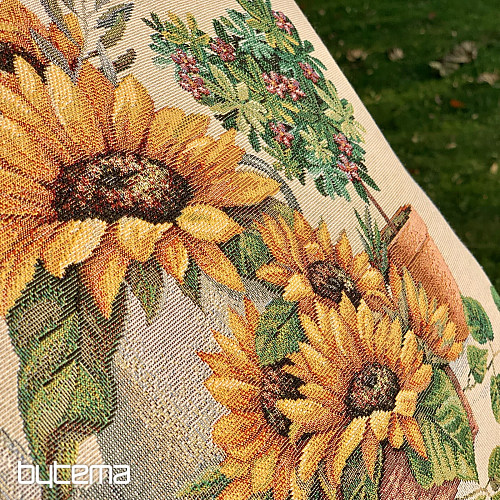 Tapestry cushion cover SUNFLOWERS IN A FRAME