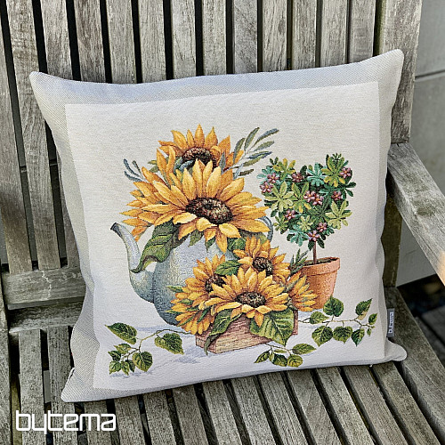 Tapestry cushion cover SUNFLOWERS IN A FRAME