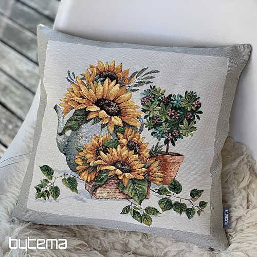 Tapestry cushion cover SUNFLOWERS IN A FRAME