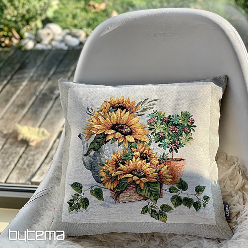 Tapestry cushion cover SUNFLOWERS IN A FRAME