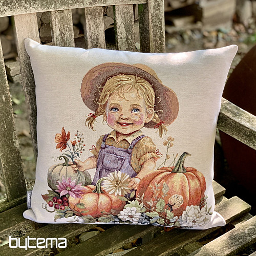 Tapestry pillowcase GIRL WITH PUMPKINS