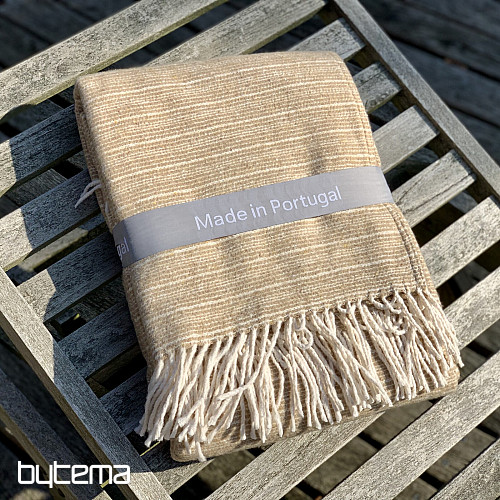 BEIGE BLANKET WITH FRINGES
