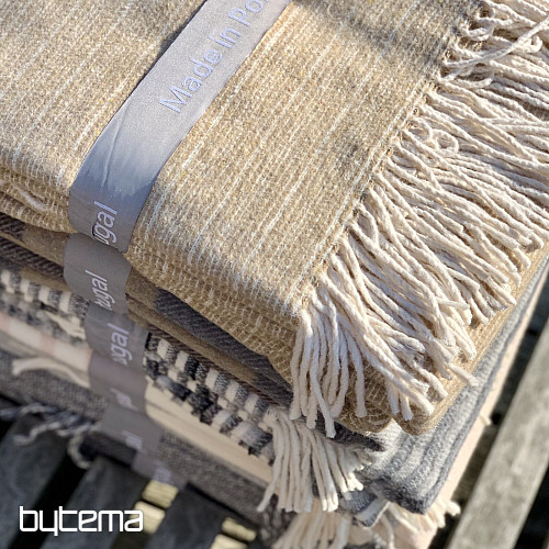 BEIGE BLANKET WITH FRINGES