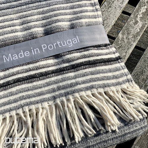Blanket GREY WHITE WITH FRINGES