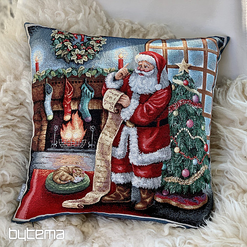 Christmas tapestry cover SANTA AT THE FIREPLACE