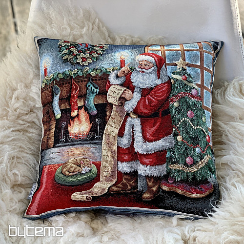 Christmas tapestry cover SANTA AT THE FIREPLACE