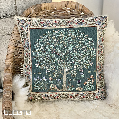 Green tapestry TREE OF HAPPINESS cushion cover