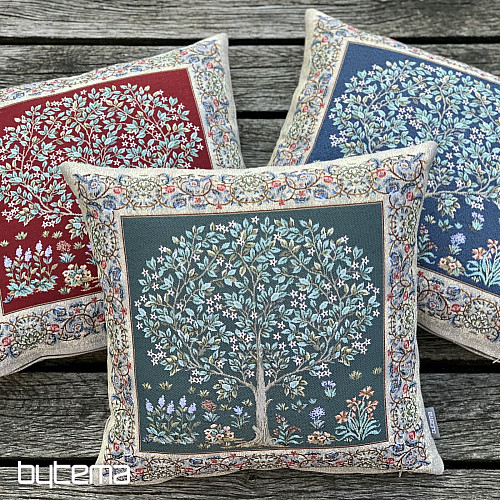 Blue tapestry TREE OF HAPPINESS cushion cover