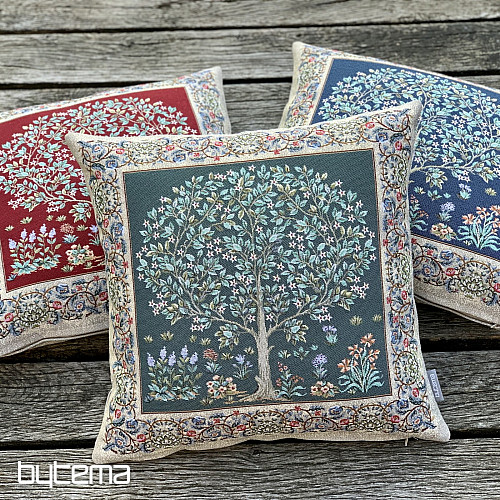 RED tapestry TREE OF HAPPINESS cushion cover