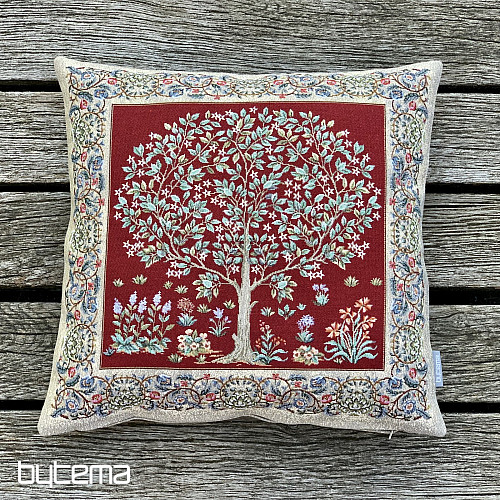 RED tapestry TREE OF HAPPINESS cushion cover