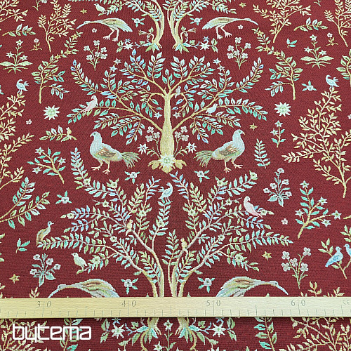 Tapestry fabric WILLIAM MORRIS burgundy