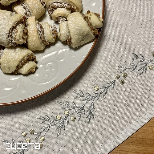 Embroidered Christmas tablecloth and shawl SILVER MISTLE