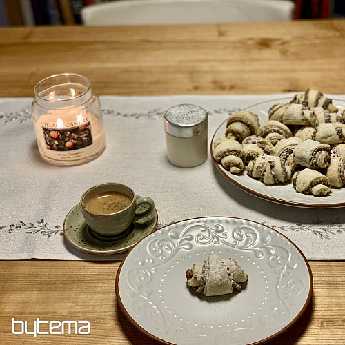 Embroidered Christmas tablecloth and shawl SILVER MISTLE