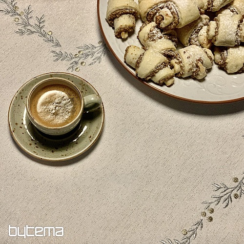Embroidered Christmas tablecloth and shawl SILVER MISTLE