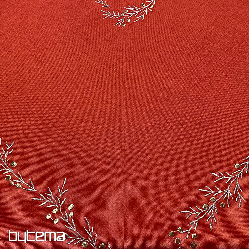 Embroidered Christmas tablecloth and shawl MISTLET RED