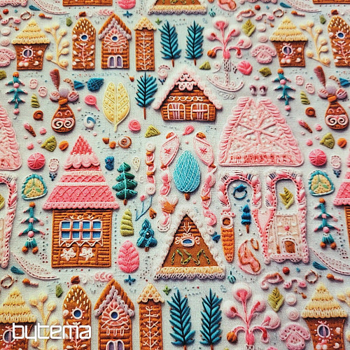 GINGERBREAD COTTAGE cotton fabric