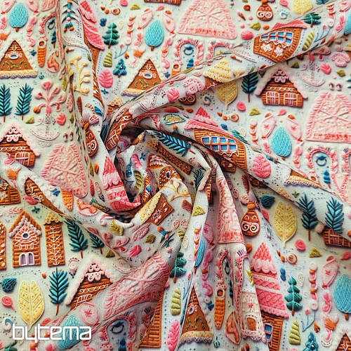 GINGERBREAD COTTAGE cotton fabric