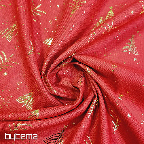 Cotton fabric RED TREES