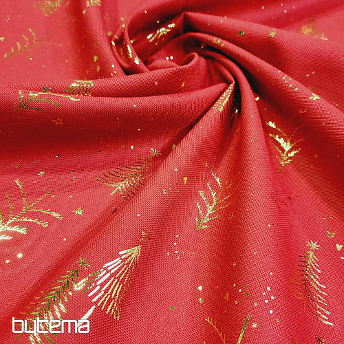 Cotton fabric RED TREES