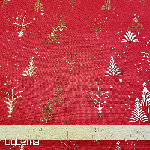Cotton fabric RED TREES
