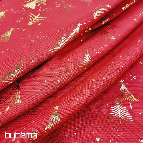 Cotton fabric RED TREES