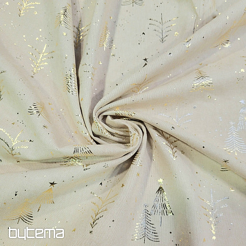 Cotton fabric BEIGE TREES
