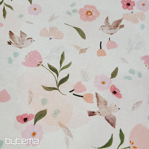 Cotton fabric SPRING BIRD