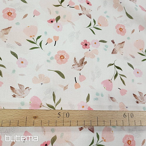 Cotton fabric SPRING BIRD