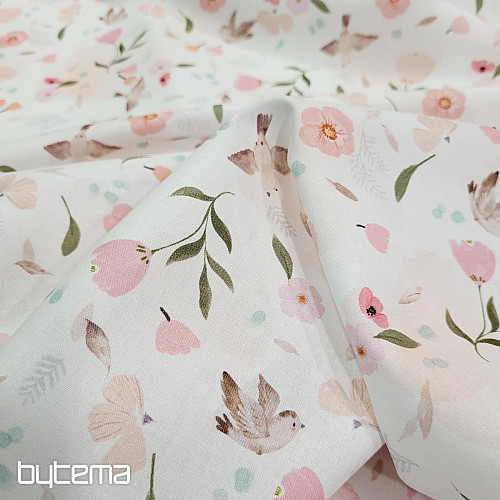 Cotton fabric SPRING BIRD