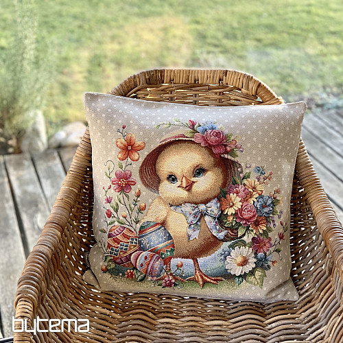 Easter tapestry cover CHICKEN WITH BOW