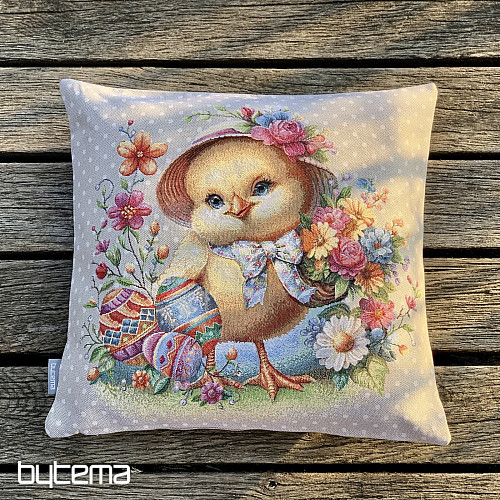 Easter tapestry cover CHICKEN WITH BOW