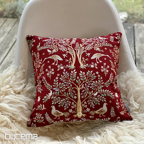 Tapestry pillowcase WILLIAM MORRIS burgundy - full-surface