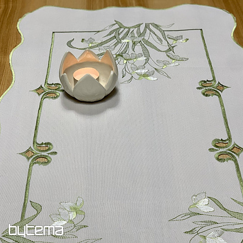 Embroidered tablecloth and scarf SNOW WHITE