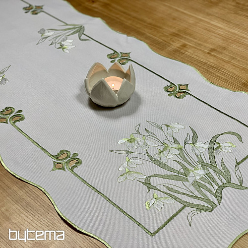 Embroidered tablecloth and scarf SNOW WHITE