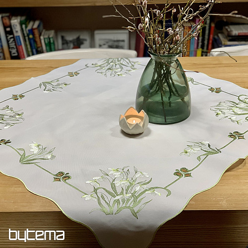 Embroidered tablecloth and scarf SNOW WHITE