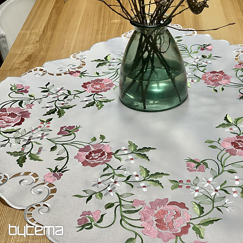 Embroidered tablecloth and scarf ROSE