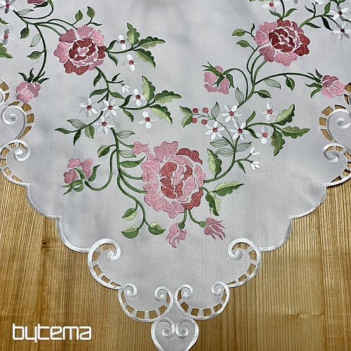 Embroidered tablecloth and scarf ROSE