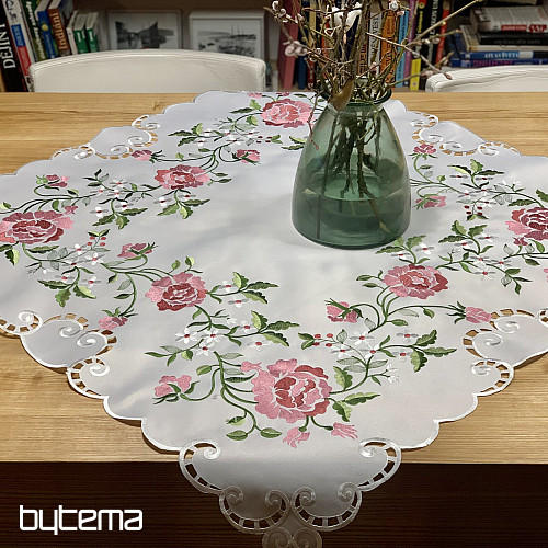 Embroidered tablecloth and scarf ROSE