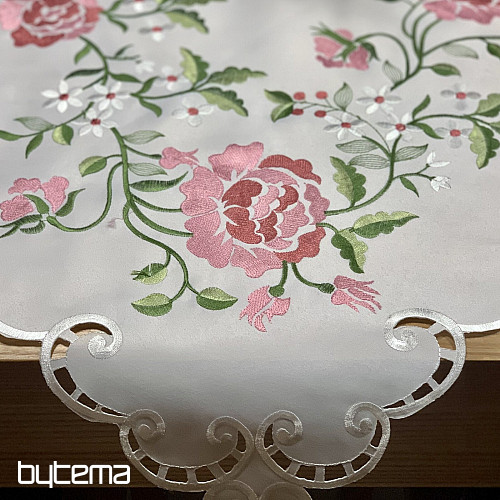 Embroidered tablecloth and scarf ROSE