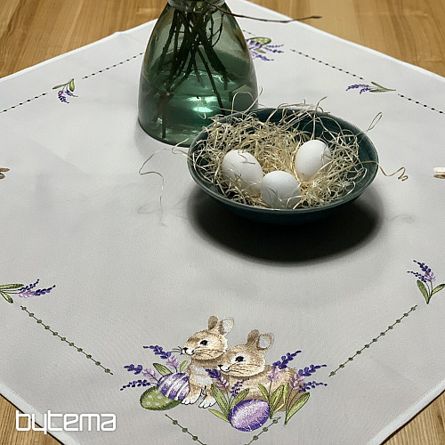 Embroidered tablecloth EASTER BUNNY with lavender