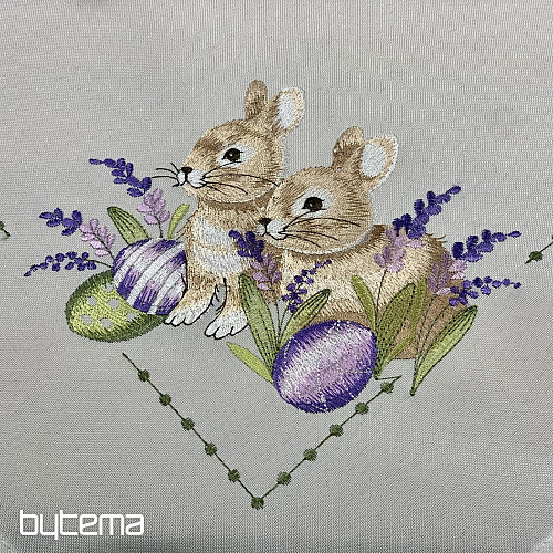 Embroidered tablecloth EASTER BUNNY with lavender