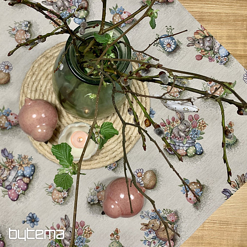 Tapestry tablecloth and scarf HARE IN A FLOWER POT