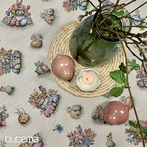 Tapestry tablecloth and scarf HARE IN A FLOWER POT