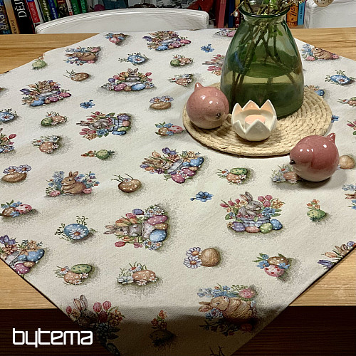 Tapestry tablecloth and scarf HARE IN A FLOWER POT
